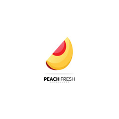peach fruit fresh design template illustration icon