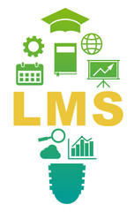 Learning Management System. Different icons and abbreviation LMS on white background. Vector illustration