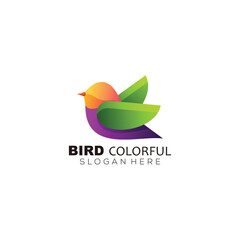 colorful bird design animal logo template