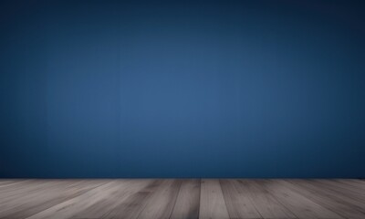 Fototapeta premium blue empty room with wooden floor created with generative AI