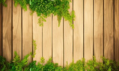 grass on wooden background created with generative AI