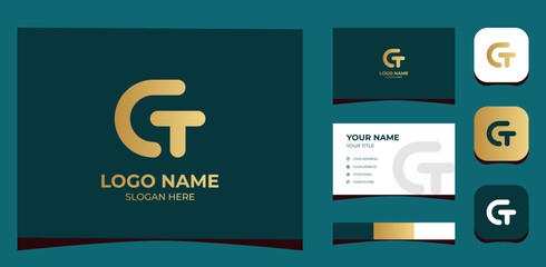 Template Logo Creative Initial T G or G T, Luxury Minimalist and modern shape concept. Creative Template with color pallet, visual branding, business card and icon.