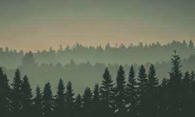 forest in the mountains background  trees silhouette background created with generative AI