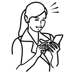 スマホを見て微笑む働く女性