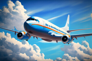 Naklejka na ściany i meble Illustrating the Skies: The Art of Airplanes (AI Generated)