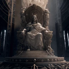 Deurstickers Jesus sitting on the throne, millennium 1000 years, gospel, Generative Ai © nardson