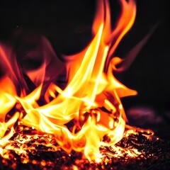 fire in the fireplace. Generative AI.