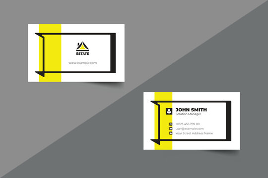 Business Card Layout with Yellow Stripes