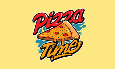 Pizza Time letter with pizza vector