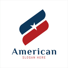 Modern american flag logo design concept