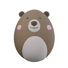 Easter Egg. Brown Teddy Bear cartoon character for Easter day 3D Illustration.