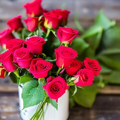 Bouquet of Roses in a Vase, Generative AI