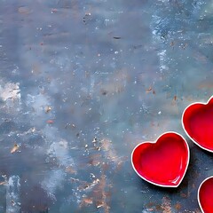 Valentines Heart Plates with Abstract Glassy Background, Generative AI