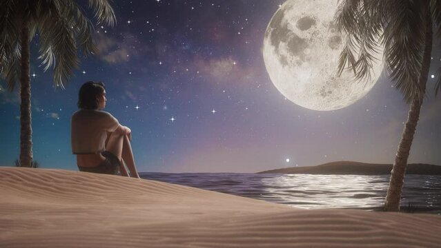 lofi loop moon ocean magic and relaxing meditation animation