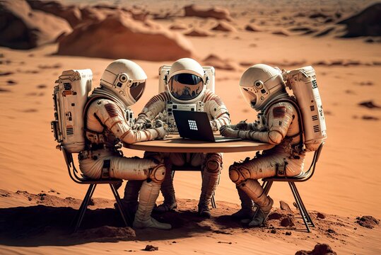 3 astronout around the table of cyberwork on mars3 generative AI
