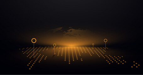 World map with Location marking pin. Navigation, logistics, transport. Vector illustration