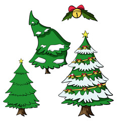 element christmas tree cartoon style