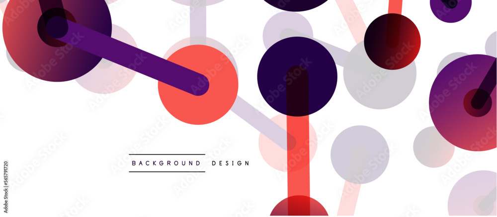 Poster Line points connections geometric abstract background. Circles connected by lines. Trendy techno business template for wallpaper, banner, background or landing