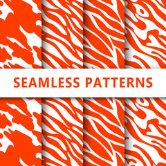 Collection draw simple seamless patterns for your fabric and textile. Abstract patterns with liquid texture vector.