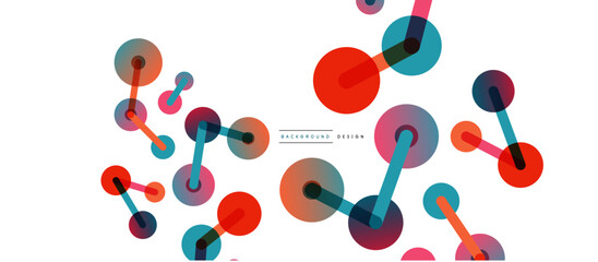 Line points connections geometric abstract background. Circles connected by lines. Trendy techno business template for wallpaper, banner, background or landing