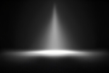 Obraz premium Single spotlight shines on the ground of an empty, dark and abstract room scene. Generative AI.