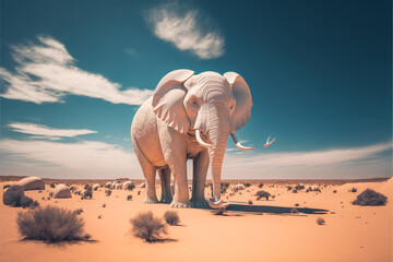 Fototapeta na wymiar White elephant in the desert, ultra high definition, 8k #3, Generative AI