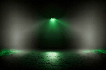 Obraz premium Abstract empty room with hanging spotlight scene- Generative AI.