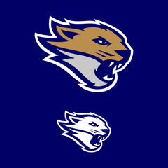 Wildcat Mascot For School Or Sports Team, 2 colors, 1 color