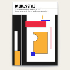 Retro pattern from minimalistic shapes. Composition Neoplasticism, Bauhaus style. Cover design. Poster vector template