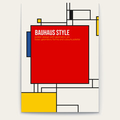 Neoplasticism, Bauhaus retro pattern. Piet Mondrian style. Cover design. Poster vector template