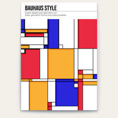 Abstract retro pattern. Piet Mondrian style. Cover design. Poster vector template