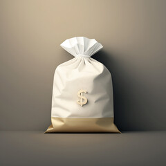 Gold and white money bag 3D illustration