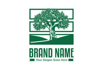 Obraz premium Tree square illustration logo design