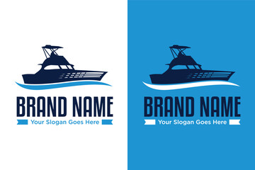 simple Yacht boat sea illustration logo design