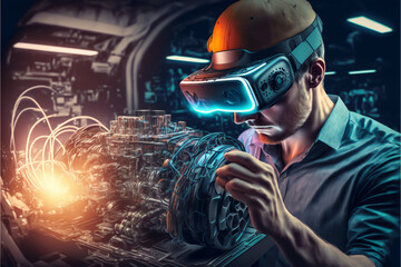 An automotive engineer, uses a virtual reality headset to design and test new car parts. With the help of this technology, 3D models to simulate how the parts will function in real-world conditions. 