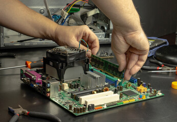 Work on installing computer components on the computer motherboard. Work as a specialist in a computer repair service center.