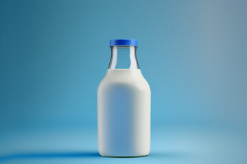 Milk bottle in blue background with generative ai technology