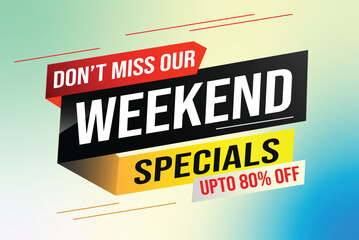 Obraz premium Weekend Special sale tag. Banner design template for marketing. Special offer promotion retail. background banner modern graphic design for advertising store shop, online store, website, landing page