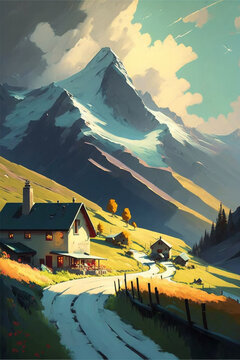landscape with houses