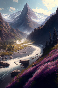 sunset in the mountains