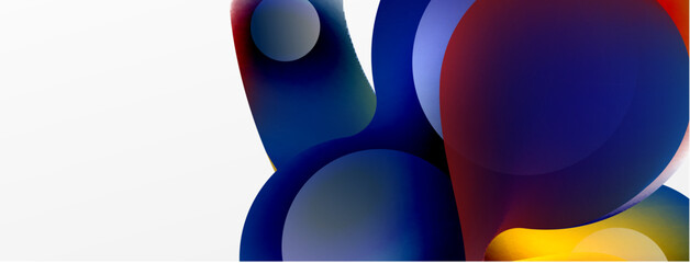 Fluid abstract background. Liquid color gradients composition. Round shapes and circle flowing design for wallpaper, banner, background or landing