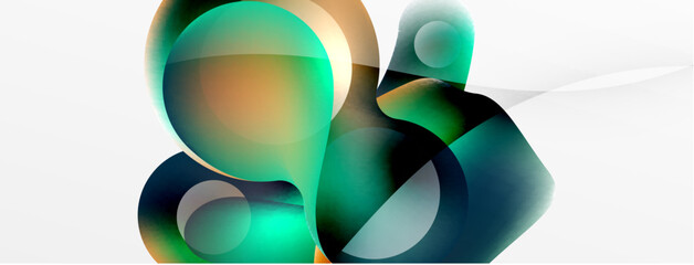 Fluid abstract background, round shapes and circle flowing design for wallpaper, banner, background or landing