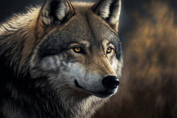 Obraz premium Beautiful wolf in his prime (AI Generated)