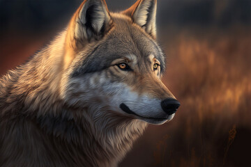 Fototapeta premium Beautiful wolf in his prime (AI Generated)