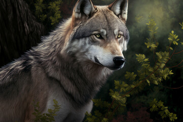 Obraz premium Beautiful wolf in his prime (AI Generated)