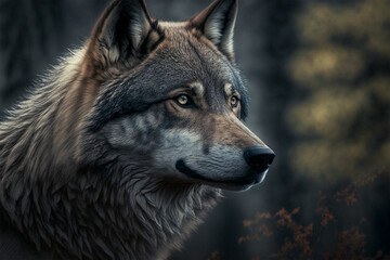 Fototapeta premium Beautiful wolf in his prime (AI Generated)