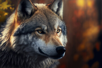 Fototapeta premium Beautiful wolf in his prime (AI Generated)