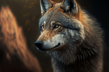 Obraz premium Beautiful wolf in his prime (AI Generated)
