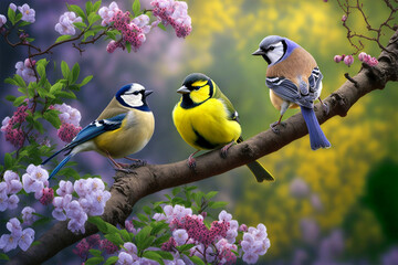 Cute little spring birds (AI Generated) - 565798782