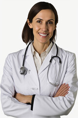 Fototapeta premium Portrait of a beautiful doctor in front of a screen (AI Generated)